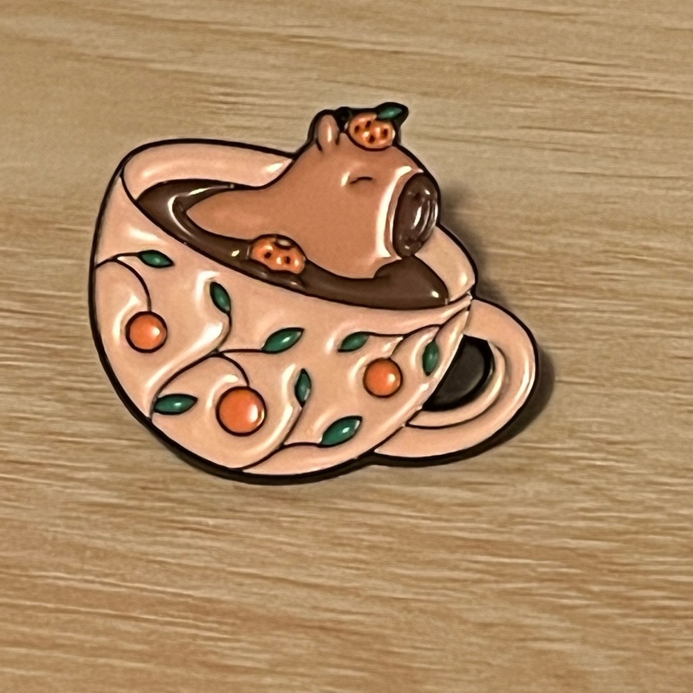 Cute Capybara in Teacup Enamel Pin